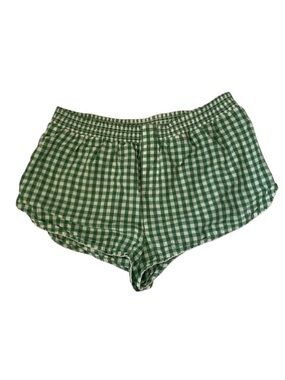 By Anthropologie Green & White Gingham Elastic Waist Shorts - Size M